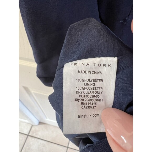 Trina Turk Women's Starry Navy Blue Dress Draped Crepe Tie Front  Size 6 NWT - Picture 13 of 13